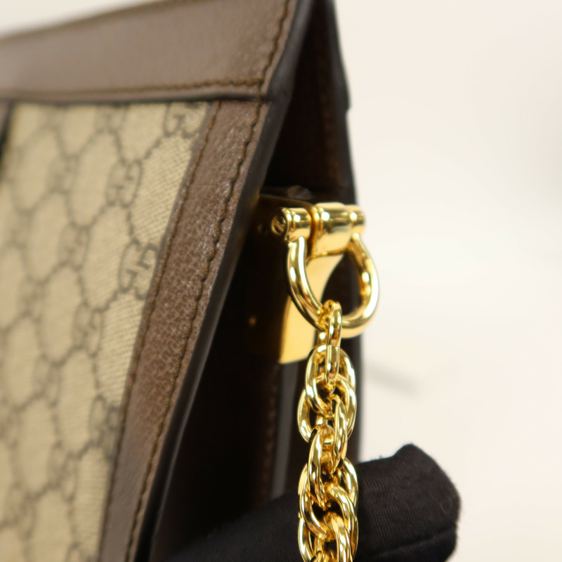 GUCCI 塗層帆布Ophidia GG鏈帶肩背袋-13
