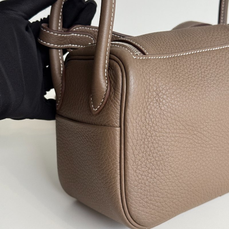99新🆕 Hermès 愛馬仕 Mini Lindy 大象灰銀釦 一代-7