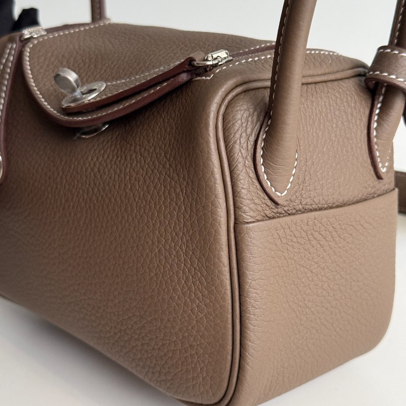 99新🆕 Hermès 愛馬仕 Mini Lindy 大象灰銀釦 一代-8