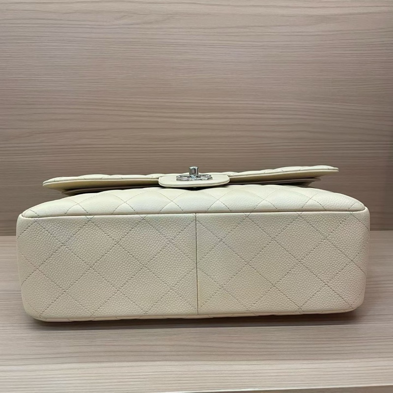 Chanel香奈儿CF中号米色银扣荔枝牛皮 2011年 15開 尺寸 30*19*9*無附件-5