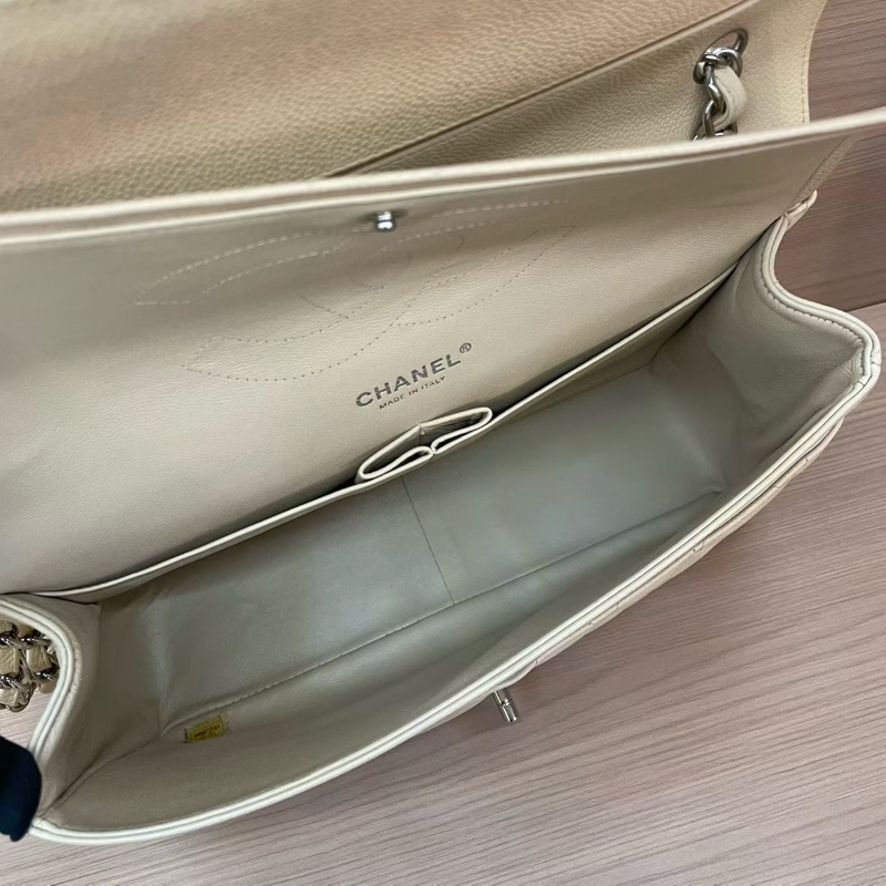 Chanel香奈儿CF中号米色银扣荔枝牛皮 2011年 15開 尺寸 30*19*9*無附件-8