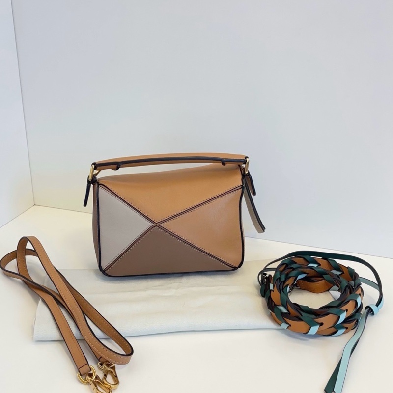 Loewe 羅意威 mini Puzzle 幾何包 大地色 附贈專櫃加購編織肩帶-1