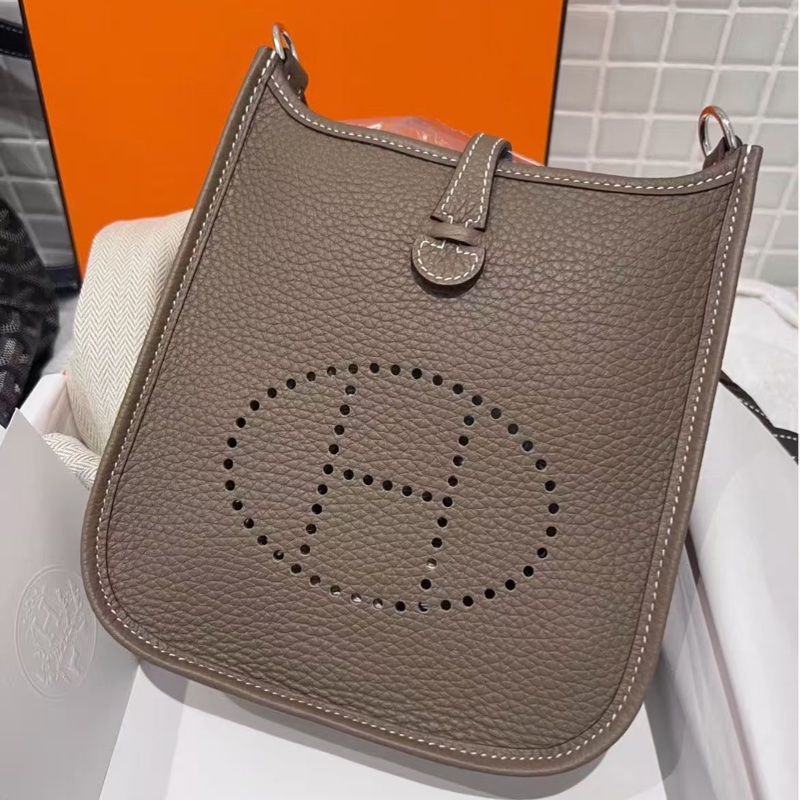 Hermes 全新閒置 mini evelyne大象灰/銀扣-0