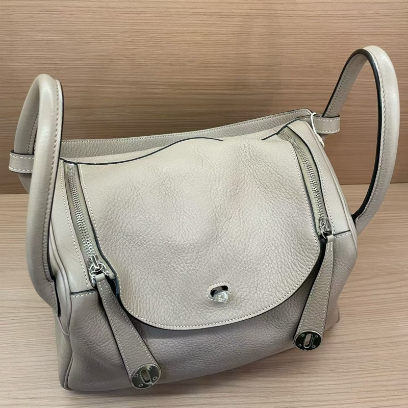 Hermes 愛馬仕 LINDY 斑鳩灰銀扣TOGO 30，[k]有塵袋 無盒子-5