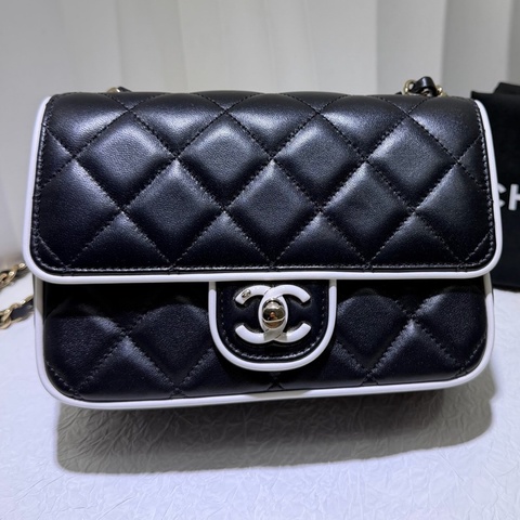 Chanel 香奈兒 25P系列 黑白熊貓漫畫方胖子 芯片款