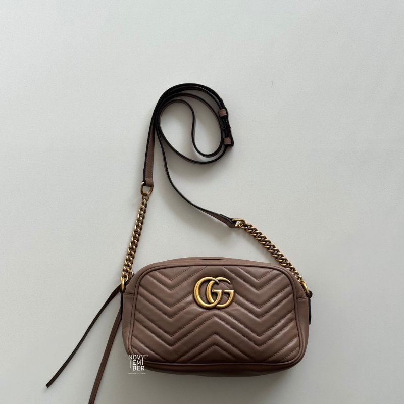 95新🩷 Gucci 古馳 GG Marmont 相機包 粉色-1