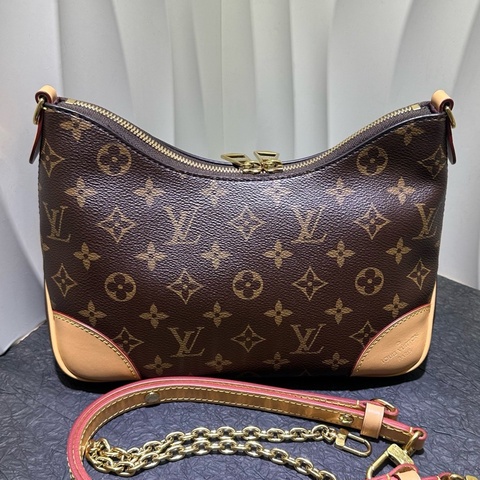 99新Louis Vuitton路易威登 經典老花boulogne黃牛角包，