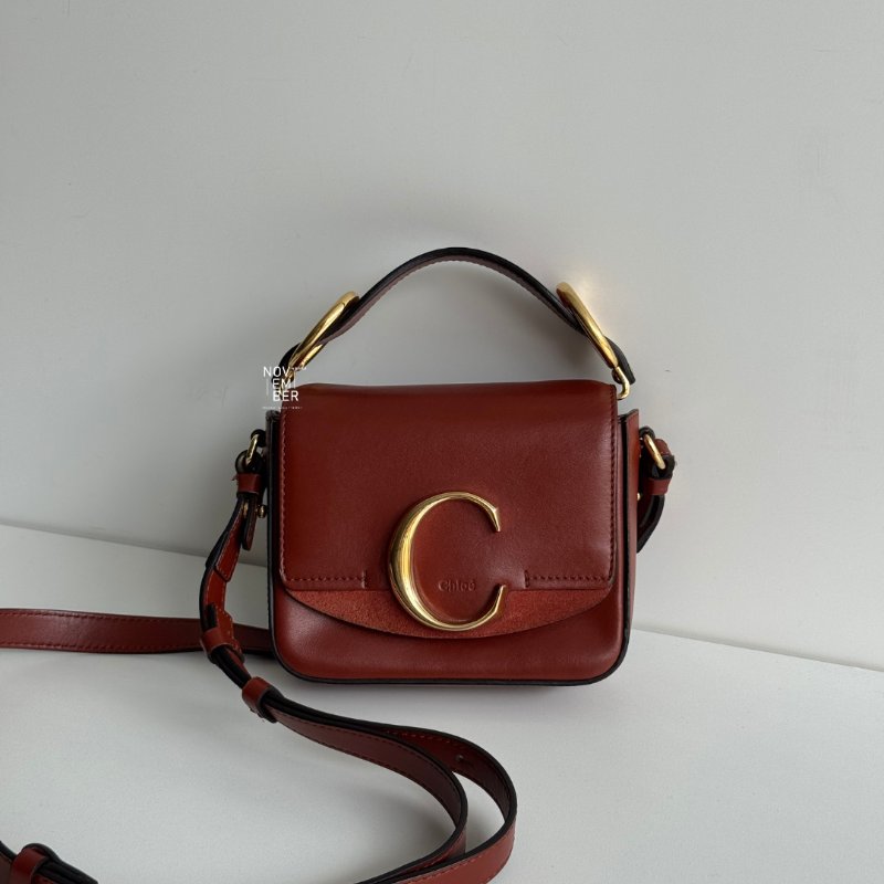 98新🧡 Chloé C Bag Mini 橘棕色-0