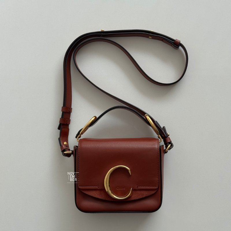 98新🧡 Chloé C Bag Mini 橘棕色-1