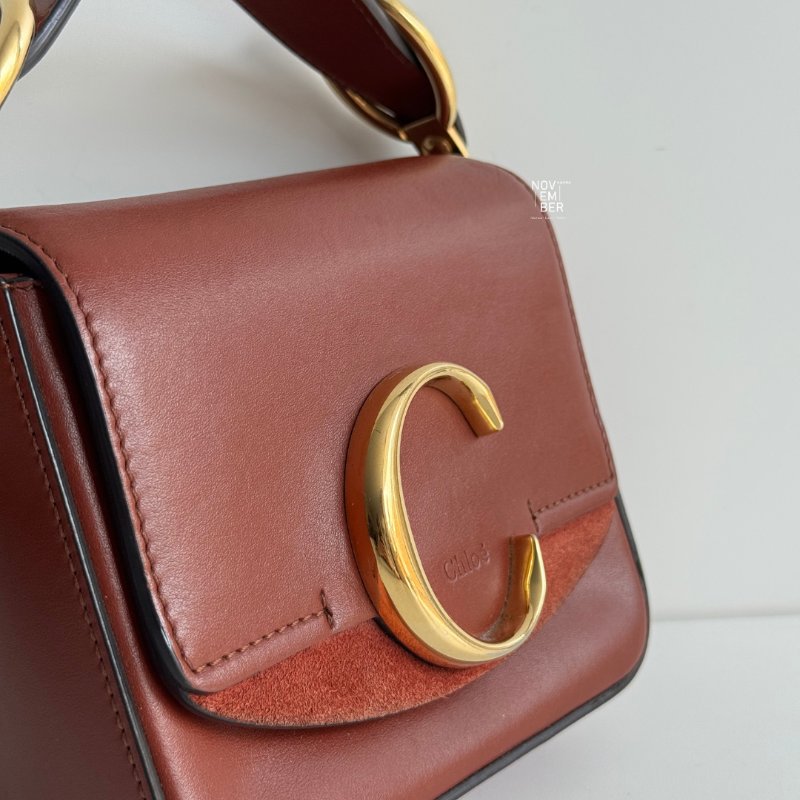 98新🧡 Chloé C Bag Mini 橘棕色-3