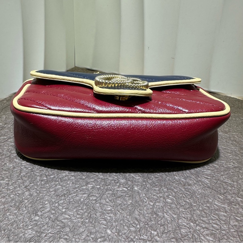 Gucci古馳 拼色mini 鏈條包 有龍蝦扣 單肩斜挎包 底 17-2