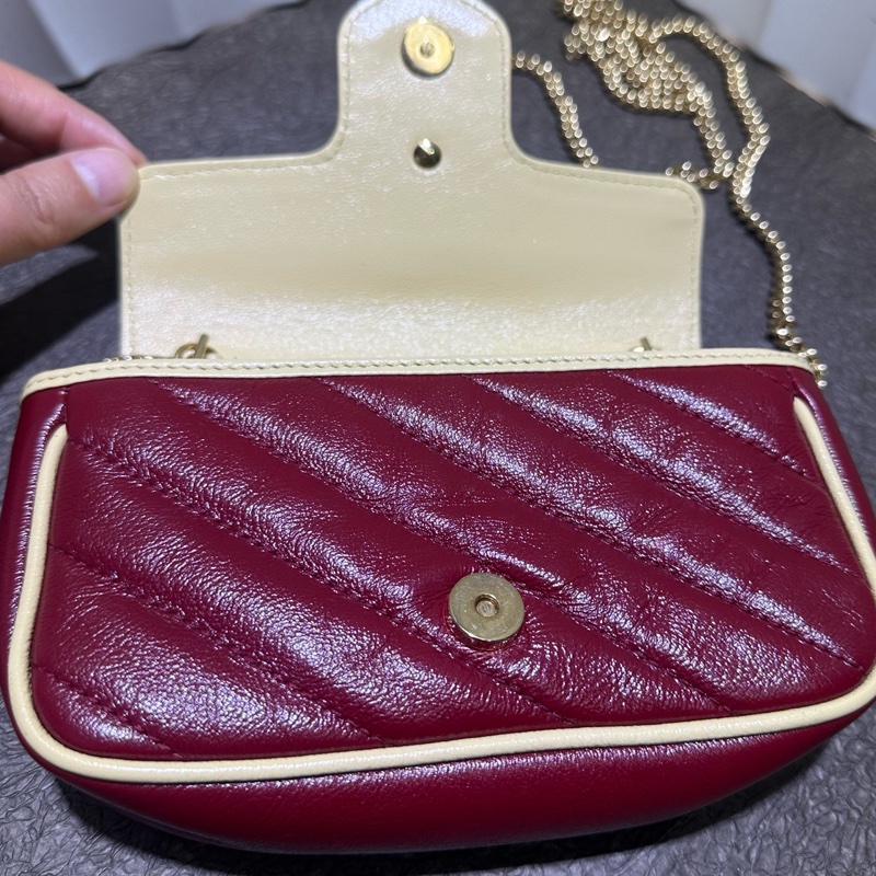 Gucci古馳 拼色mini 鏈條包 有龍蝦扣 單肩斜挎包 底 17-8