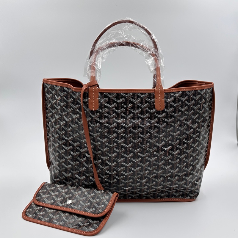 實照拍攝全新自售附購證 GOYARD 雙面皮革包 Anjou PM小號包-5