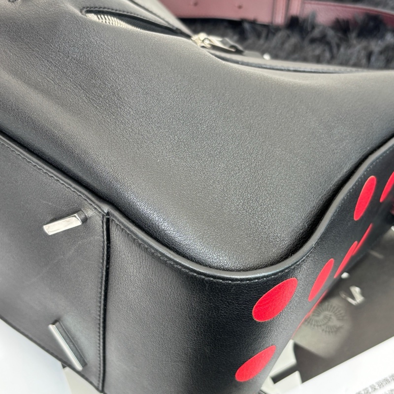 99新🆕LOEWE羅意威黑紅撞色波點吊床包 手提包斜背包銀色五金17編碼❤️正品-5
