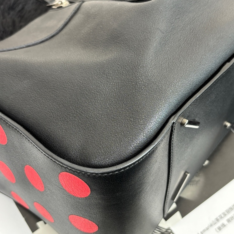 99新🆕LOEWE羅意威黑紅撞色波點吊床包 手提包斜背包銀色五金17編碼❤️正品-8