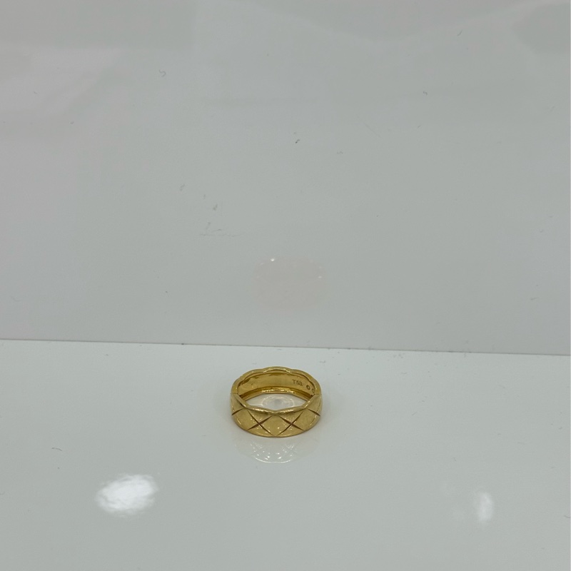 Chanel 香奈兒 CoCo Crush 標準款 寬版 18K黃金戒指 53碼 金色 有購證有證書-1