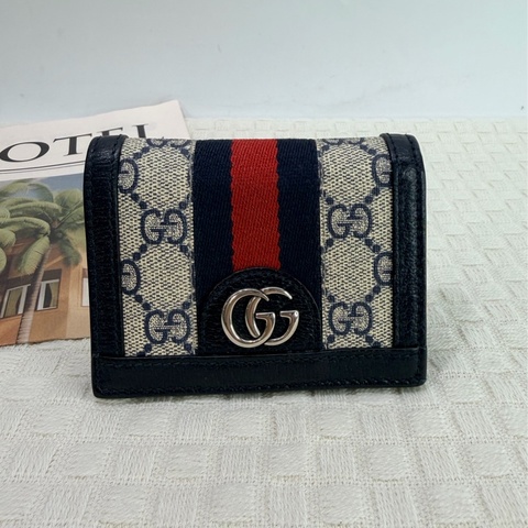Gucci PVC藍邊Ophidia Mini 短夾