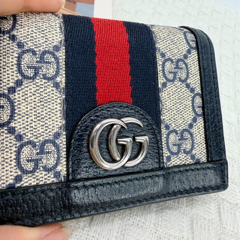 Gucci PVC藍邊Ophidia Mini 短夾-9