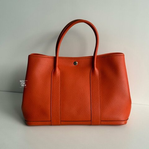 95新🧡 Hermès 愛馬仕 Garden Party 36 橘色 (內裡特殊圖層)