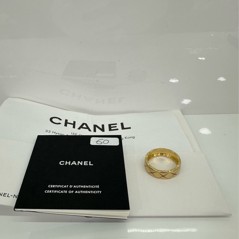 Chanel 香奈兒 CoCo Crush 標準款 寬版 18K黃金戒指 60碼 金色 有購證有證書
