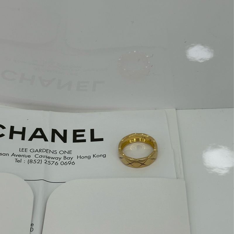 Chanel 香奈兒 CoCo Crush 標準款 寬版 18K黃金戒指 60碼 金色 有購證有證書-1