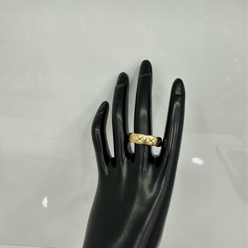 Chanel 香奈兒 CoCo Crush 標準款 寬版 18K黃金戒指 60碼 金色 有購證有證書-4