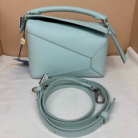 98新羅意威Loewe Puzzle mini幾何手提包斜背包單肩包 銀色五金❤️正品