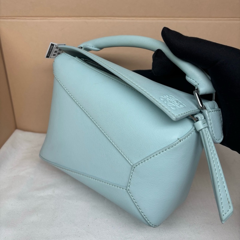 98新羅意威Loewe Puzzle mini幾何手提包斜背包單肩包 銀色五金❤️正品-1