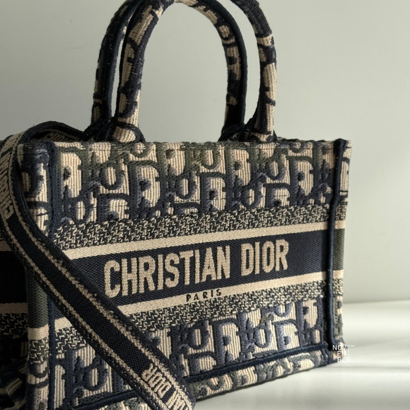 95新💙 Dior 迪奧 橫板 Mini Tote 深藍老花-5