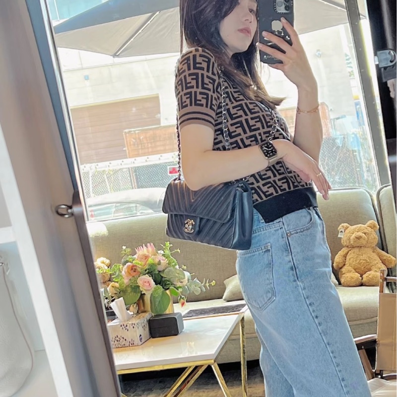 CHANEL 香奈兒 CF V紋 銀釦 黑 鍊條包 斜背包 手提包 側背包-2