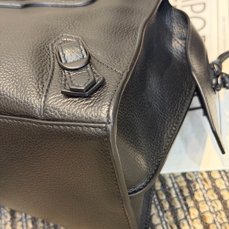99新Balenciaga巴黎世家 新款 classic so black 荔枝牛皮，編織手柄手提包斜背包 黑色 底長32.5cm❤️正品-5