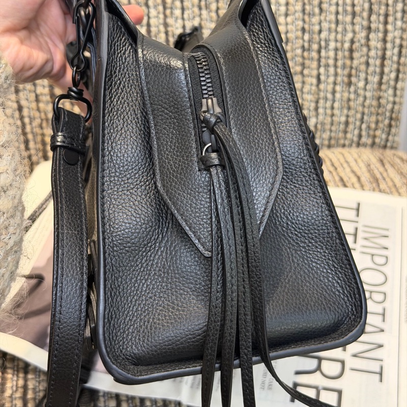99新Balenciaga巴黎世家 新款 classic so black 荔枝牛皮，編織手柄手提包斜背包 黑色 底長32.5cm❤️正品-6