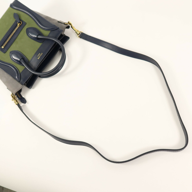 CELINE 麂皮/牛皮皮革Nano Luggage手挽肩背兩用袋-8
