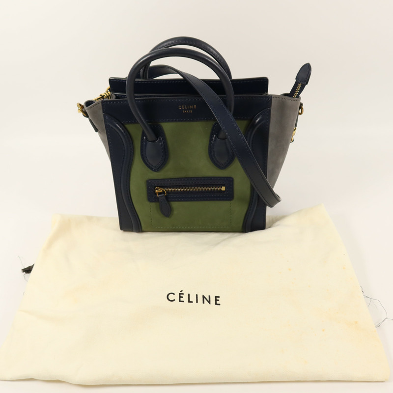 CELINE 麂皮/牛皮皮革Nano Luggage手挽肩背兩用袋-15
