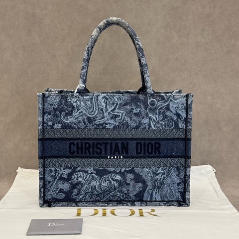 ✨DIOR迪奧 Book Tote托特包購物袋手提包 中號 丹寧藍23編碼❤️正品