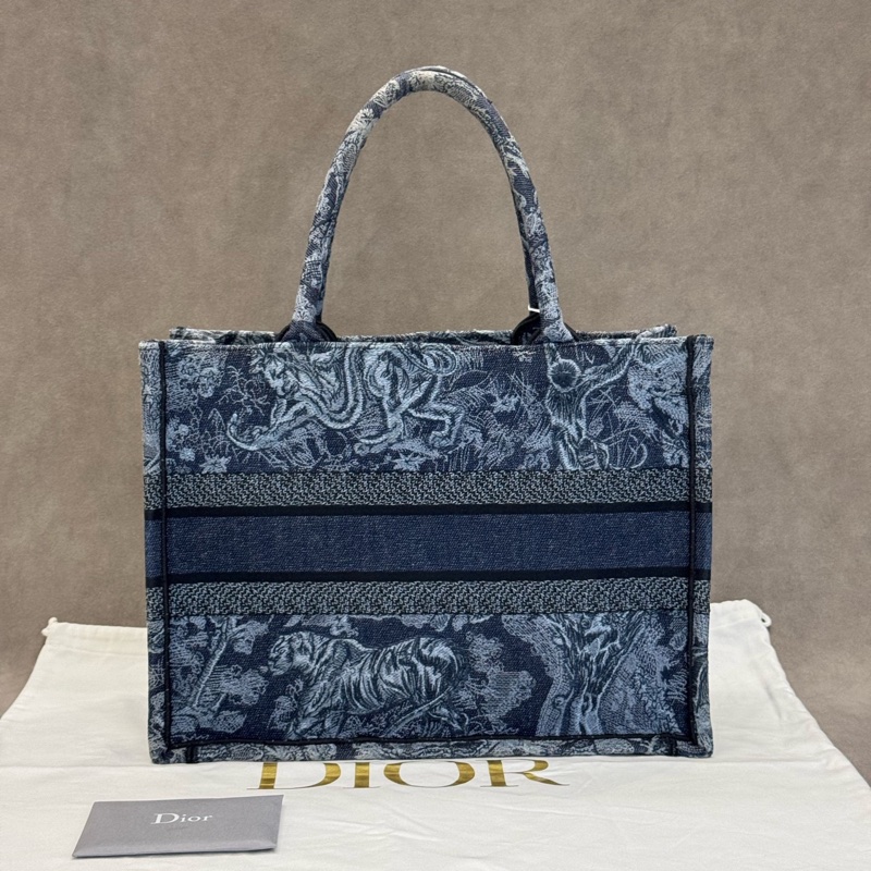 ✨DIOR迪奧 Book Tote托特包購物袋手提包 中號 丹寧藍23編碼❤️正品-1