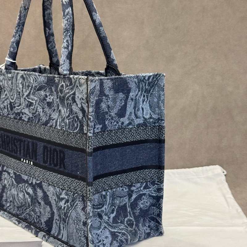 ✨DIOR迪奧 Book Tote托特包購物袋手提包 中號 丹寧藍23編碼❤️正品-2