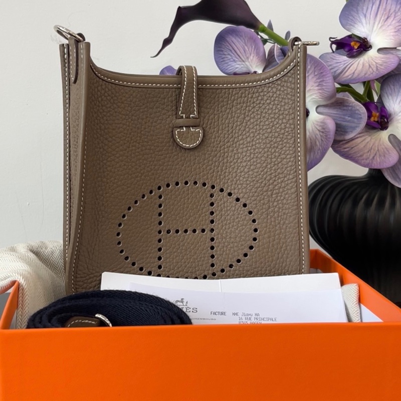 全套有購證!Hermes 愛馬仕 Evelyn 伊芙琳 mini迷你 大象灰-0