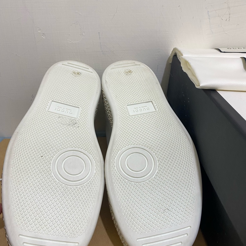 GUCCI 古馳 蜜蜂 刺繡增高厚底鑲鑽鞋 女 白色  尺寸35.5 全新 正品 現貨-3