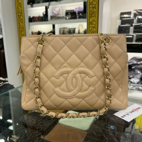 東區正精品㊣Chanel 香奈兒駝色荔枝牛皮金扣三層豆腐包肩背包手提包小款 VintageRZ6343