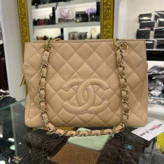 東區正精品㊣Chanel 香奈兒駝色荔枝牛皮金扣三層豆腐包肩背包手提包小款 VintageRZ6343-0