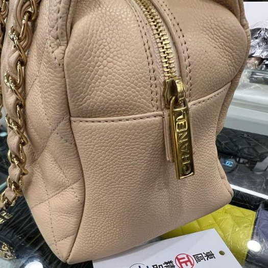 東區正精品㊣Chanel 香奈兒駝色荔枝牛皮金扣三層豆腐包肩背包手提包小款 VintageRZ6343-4