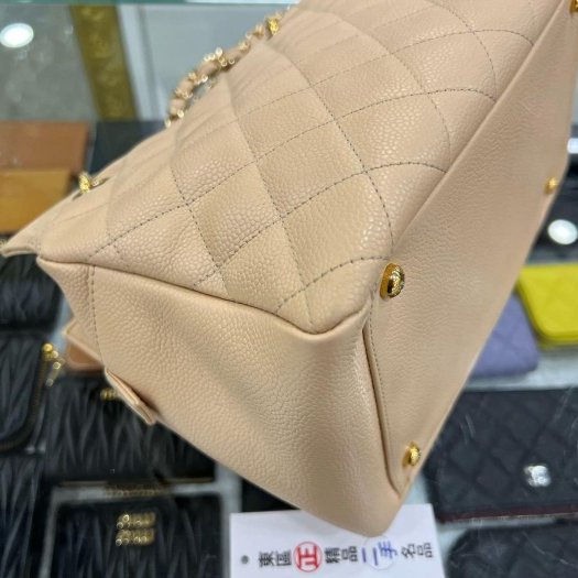 東區正精品㊣Chanel 香奈兒駝色荔枝牛皮金扣三層豆腐包肩背包手提包小款 VintageRZ6343-8