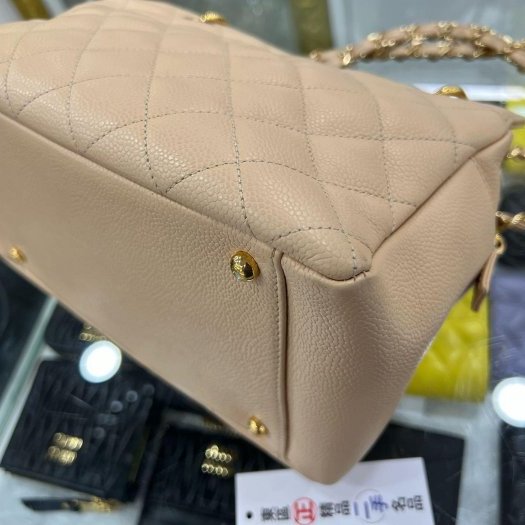 東區正精品㊣Chanel 香奈兒駝色荔枝牛皮金扣三層豆腐包肩背包手提包小款 VintageRZ6343-11