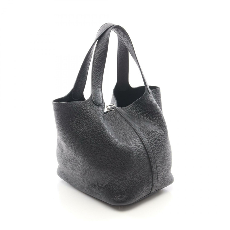 愛馬仕 Picotin Lock MM 手提包 Z Taurillon Clemence 黑色二手女士 SHW-1