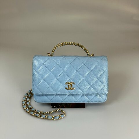 CHANEL 淺藍荔枝HANDLE WOC 晶片款