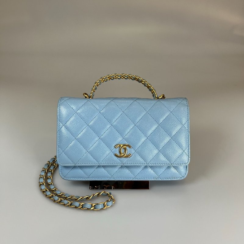 CHANEL 淺藍荔枝HANDLE WOC 晶片款-0