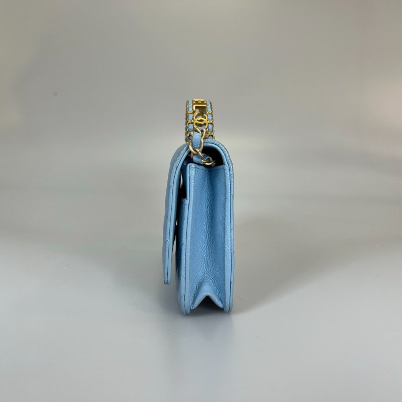 CHANEL 淺藍荔枝HANDLE WOC 晶片款-3