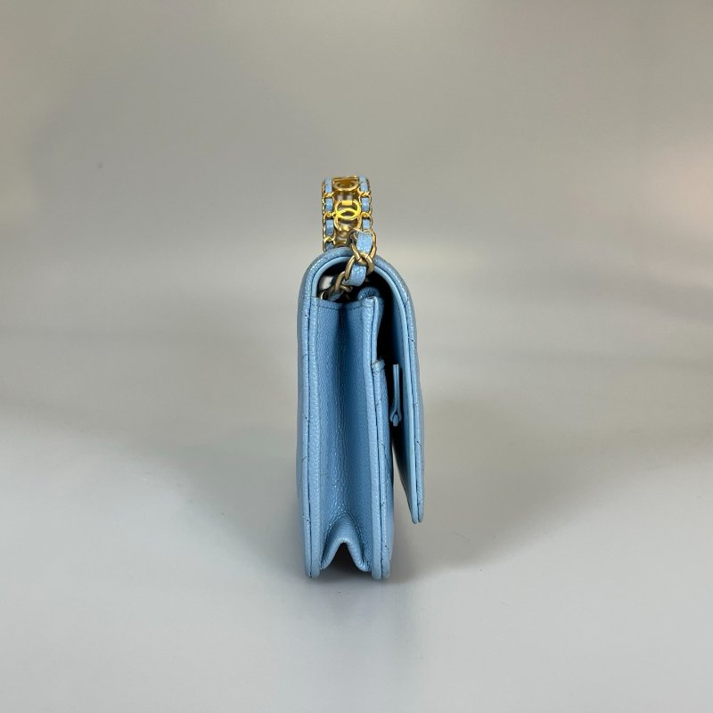 CHANEL 淺藍荔枝HANDLE WOC 晶片款-4