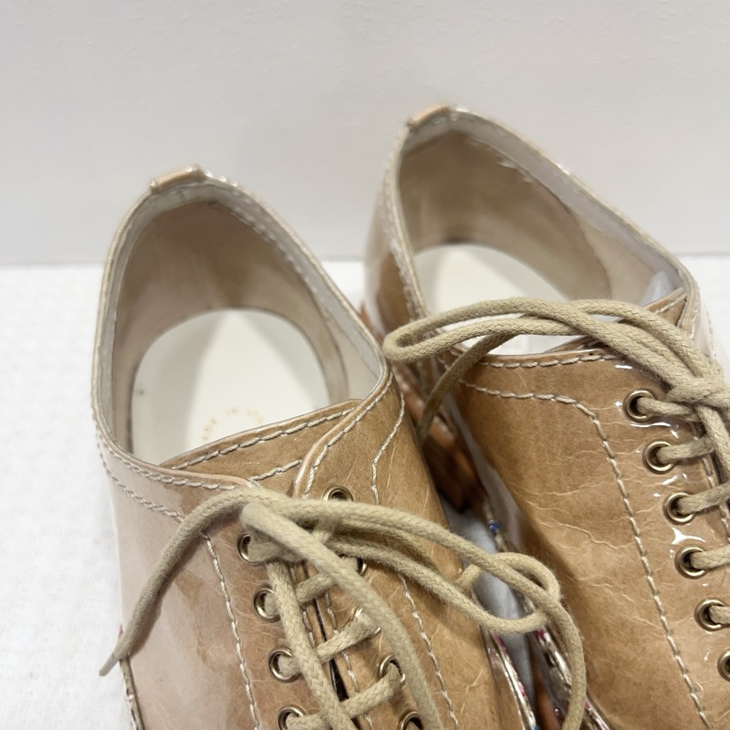 Chanel香奈兒系帶斜紋軟呢與小牛漆皮休閒鞋 尺寸36碼-6